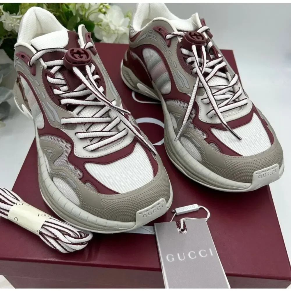 Men's Gucci 2.0 sneakers in white/gray/burgundy size 9 made in Italy